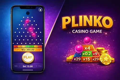 Interfaz móvil del juego Plinko Colombia en smartphone mostrando tablero táctil con multiplicadores y controles de apuesta