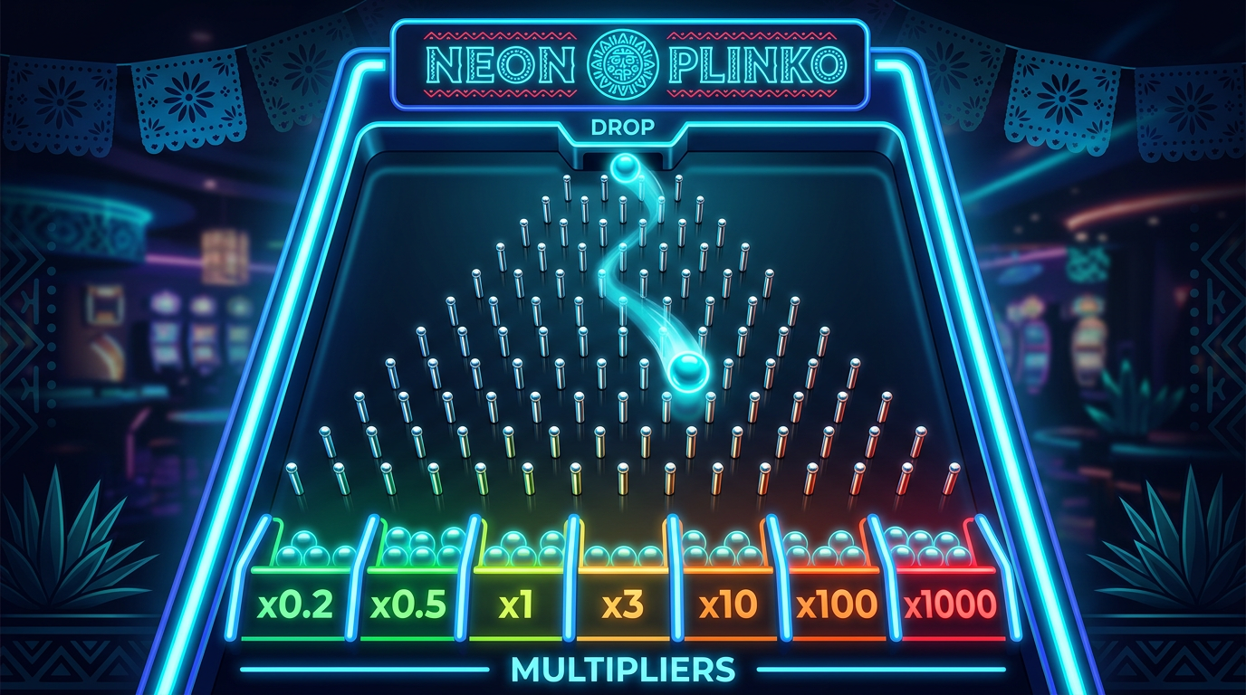 Zona de multiplicadores dorados en la base del tablero de Plinko mostrando valores desde 0.2x hasta 1000x